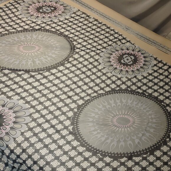 Abstract Patterned Lightweight Womens Scarf Geometric Design Soft Pastel Accents - Picture 7 of 7